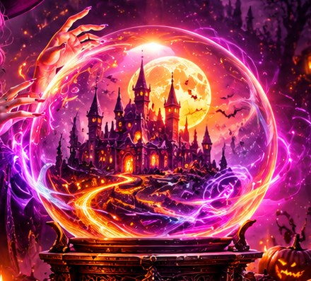 Crystal ball with a haunted castle inside