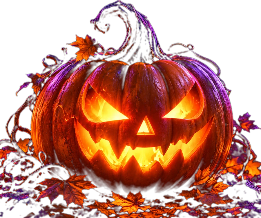 Glowing carved jack-o'-lantern